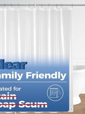 Durable 72" x 72" Shower Curtain Liner with Magnetic Weight for Stability